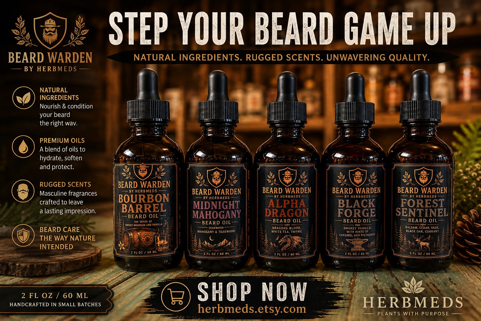 Beard Warden beard oil collection by HerbMeds