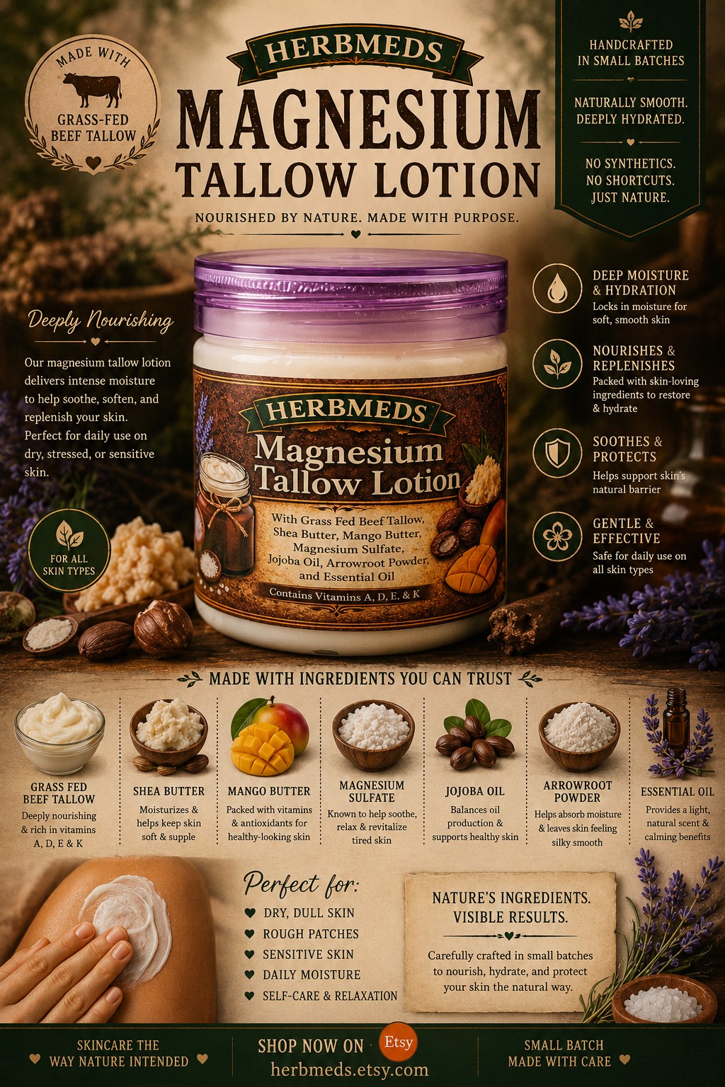 HerbMeds Magnesium Tallow Lotion product display