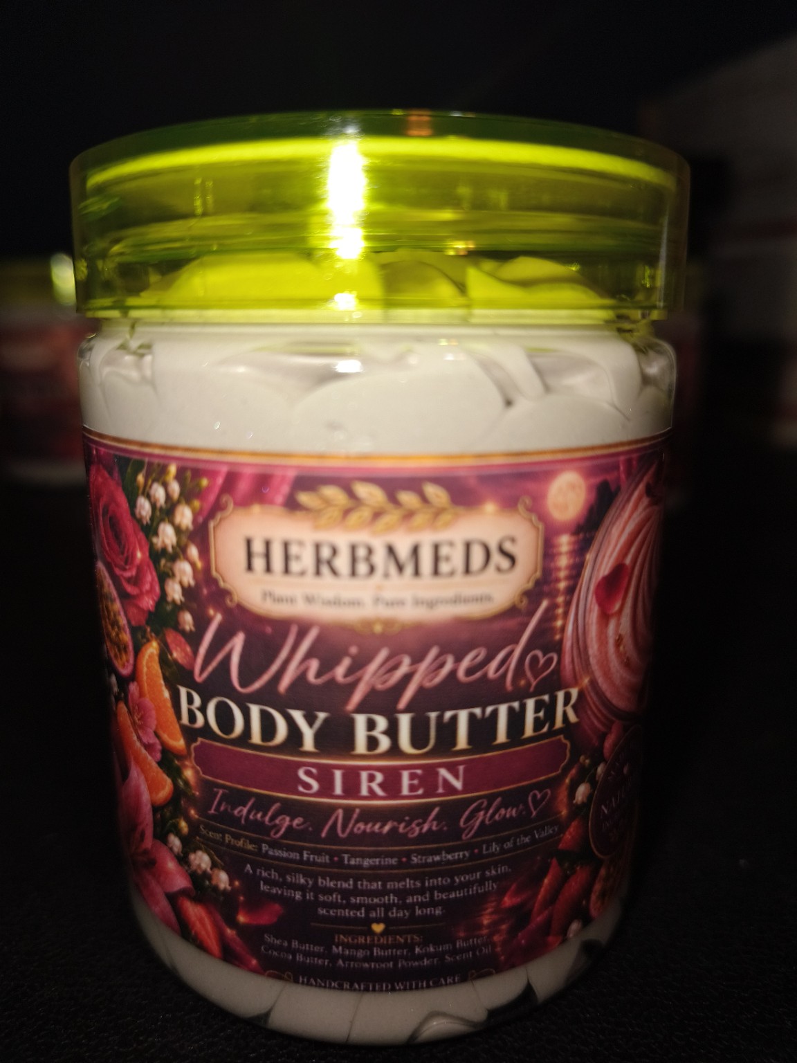 Jar of HerbMeds Siren whipped body butter