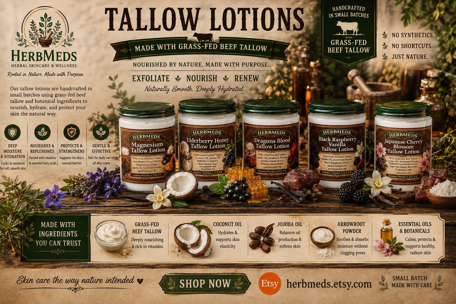 HerbMeds tallow lotion collection